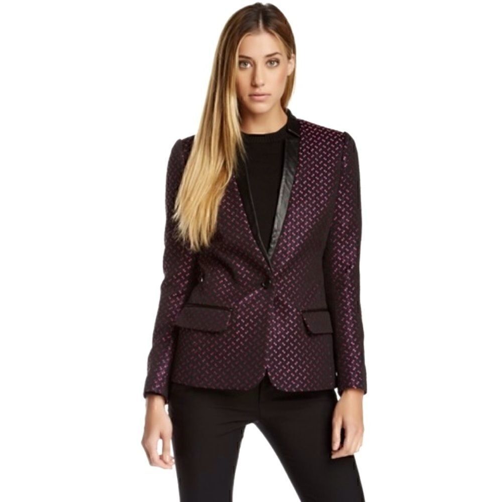 NWT Anna Catherine leather trim boyfriend blazer 6